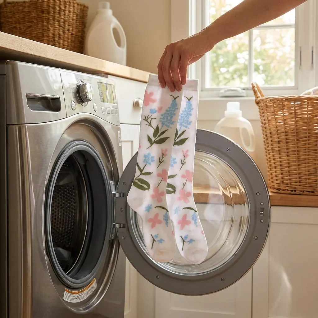 Machine washable compression socks